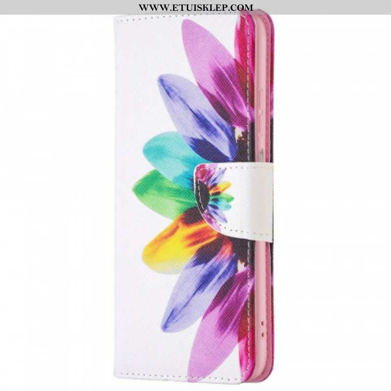 Skórzany Futerał do Samsung Galaxy M23 5G Akwarela Kwiat